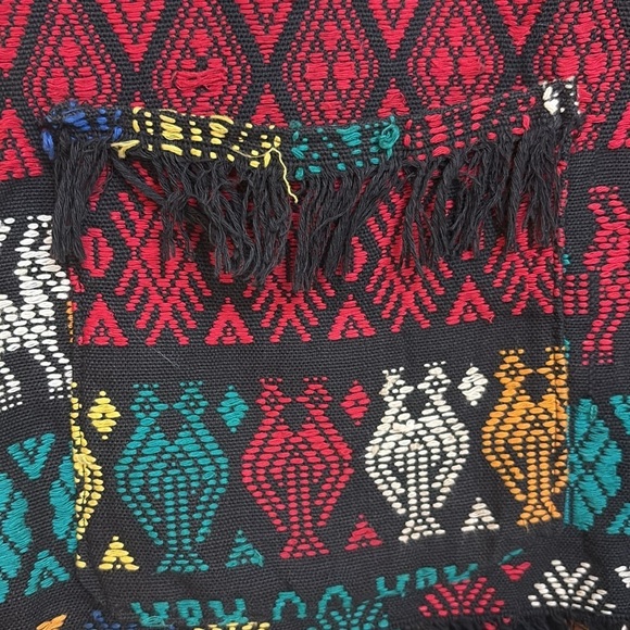 La Original | Vintage 100% Cotton Guatemala Fringe Woven Folklore Cat Vest L - Picture 4 of 17